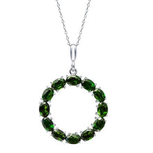 Load image into Gallery viewer, Gem Stone King 7.00 Ct Oval Chrome Diopside 925 Sterling Silver Round Pendant with 18inches Chain