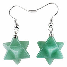 Load image into Gallery viewer, TUMBEELLUWA Merkaba Dangle Earrings for Women, Semi Precious Stone Healing Crystal Chakra Drop Earrings, Green Aventurine