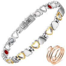 Load image into Gallery viewer, Vicmag Magnetic Bracelet for Women Arthritis Joint Titanium Steel Magnet Therapy Brasalete Pain Relief 3500 Gauss Magnets, Health Healing Jewelry Gift with Adjustment Tool (Silver & Gold & 4 Elements)