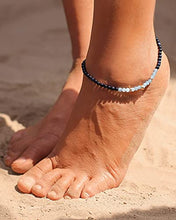 Load image into Gallery viewer, Jewever Aquamarine with Blue Sandstone Anklet Bracelet for Women Good Luck Star Charm Gem Stones Yoga Meditation Healing Crystals