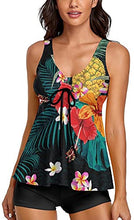 Load image into Gallery viewer, Cute Pineapple Tankini Swimsuits for Women Vinatge Floral Tummy Control Two Piece Bathing Suits Tank Top with Boyshorts XX-Large