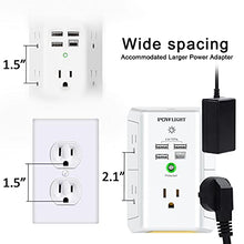 Load image into Gallery viewer, Outlet Extender with Night Light, USB Wall Charger, POWLIGHT 5-Outlet Surge Protector Power Strip with 4 USB Ports, 1680 Joules Multi Plug Outlet with Spaced Outlets for Home, Office, White