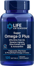 Load image into Gallery viewer, Life Extension Super Omega-3 Plus EPA/DHA Fish Oil, Sesame Lignans, Olive Extract, Krill & Astaxanthin - Heart, Brain & Joint Health Support - Gluten-Free, Non-GMO - 120 Softgels