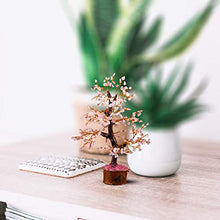 Load image into Gallery viewer, YATHABI Rose Quartz Golden Wire Handmade Gemstone Tree Feng Shui Bonsai for Attracting Positive Energies Crystal Healing Chakra Cleansing & Home Decor Size :- 10-12 Inch Approx