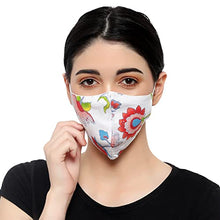 Load image into Gallery viewer, Touchstone Floral design Small Size Face Masks Reusable Machine Washable Handcrafted Cotton Double Layer for women. (Pack of 3). Red White