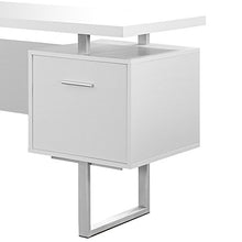 Load image into Gallery viewer, Monarch Specialties White Hollow-Core/Silver Metal Office Desk, 60-Inch