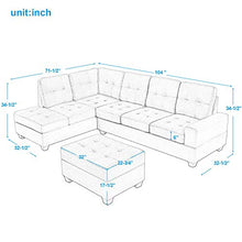 Load image into Gallery viewer, Sectional Sofa Sets with Chaise Lounge and Ottoman Storage 3-Seat Sofa Couch for Living Room Furniture (Red Brown)