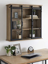 Load image into Gallery viewer, Kate and Laurel Barnhardt Decorative Wooden Wall Cabinet with Two Sliding Glass Doors, 30" x 28", Rustic Brown, Barndoor Modern Farmhouse Storage