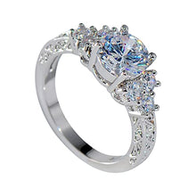 Load image into Gallery viewer, Cubic Zirconia Promise Floral Rings for Women and Girls Gold Plated Wedding Ring Cubic Zirconia Engagement Band Ring