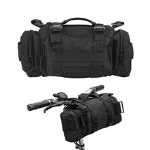 Load image into Gallery viewer, BraveHawk OUTDOORS Bike Handlebar Bag, 900D Nylon Oxford Multi-Purpose Tactical Waist Bag Water Resistant Bicycle Cycling Pack (Black)