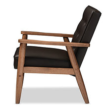 Load image into Gallery viewer, Baxton Studio Sorrento Mid-Century Retro Modern Faux Leather Upholstered Wooden Lounge Chair, Brown
