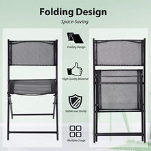 Load image into Gallery viewer, Giantex 3 Pcs Bistro Set Garden Backyard Round Table Folding Chairs, with Rust-Proof Steel Frames & Reinforced Glass Design Outdoor Patio Furniture, Black