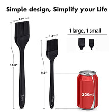 Load image into Gallery viewer, HOTEC Basting Brushes Silicone Heat Resistant Pastry Brushes Spread Oil Butter Sauce Marinades for BBQ Grill Barbecue Baking Kitchen Cooking BPA Free Dishwasher Safe (Black 2)