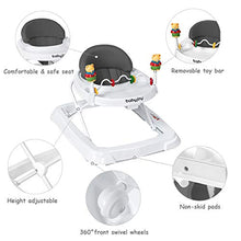 Load image into Gallery viewer, BABY JOY Baby Walker, Foldable Activity Walker Helper with Adjustable Height, Baby Activity Walker with High Back Padded Seat & Bear Toys, Gray