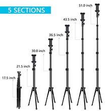 Load image into Gallery viewer, Selfie Stick Tripod, UBeesize 51" Extendable Tripod Stand with Bluetooth Remote for iPhone & Android Phone, Heavy Duty Aluminum, Lightweight