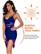 Load image into Gallery viewer, meilun Deep V Neck Strappy Splitting Club Party Bandage Dress (L, Navy Blue)