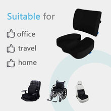 Load image into Gallery viewer, Coccyx Seat Cushion & Lumbar Support Pillow for Office Chair, Car, Wheelchair Memory Foam Chair Cushion for Sciatica, Lower Back & Tailbone Pain Relief Desk Pad with Adjustable Strap 3D Washable Cover