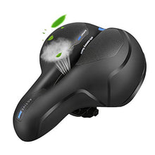 Load image into Gallery viewer, Waterproof Comfortable Wide Bike Seat with Red Warning Strip,Memory Foam Bicycle Saddle with Dual Shock Absorbing,Universal Fit Bike Cushion Replacement on Indoor/Outdoor Mountain Bikes for Women&Men