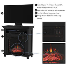 Load image into Gallery viewer, Northwest 80-FPWF-3 Electric Fireplace TV Stand– 29” Freestanding Console with Shelf, Faux Logs and LED Flames, Space Heater Entertainment Center (Black)