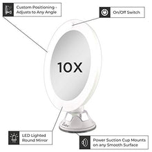 Load image into Gallery viewer, Zadro LED Lighted 10X Magnification Z'Swivel Power Suction Cup Vanity Wall Mount Beauty Makeup Mirror, White