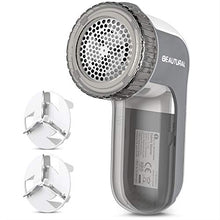 Load image into Gallery viewer, BEAUTURAL Fabric Shaver and Lint Remover, Sweater Defuzzer with 2-Speeds, 2 Replaceable Stainless Steel Blades, Battery Operated (Grey)