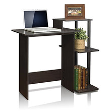 Load image into Gallery viewer, FURINNO Efficient Home Laptop Notebook Computer Desk, Square Side Shelves, Espresso/Black