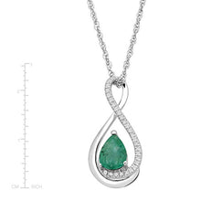 Load image into Gallery viewer, Natural Emerald Pendant Necklace with Diamonds in Sterling Silver, 18"