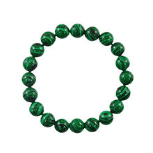 Load image into Gallery viewer, Forziani 10mm Malachite Beaded Bracelet for Men - Luck and Money - High Quality Stretch Green Gemstone Beads Mens Bracelet Size Medium - Made in USA Gift Box Included