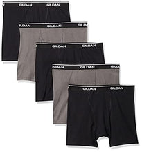 Load image into Gallery viewer, Gildan Platinum Men's Short Leg Boxer Briefs, Charcoal/Black, Small, 5-Pack