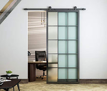 Load image into Gallery viewer, DIYHD 38x84" Black Aluminum Frame Glass Sliding Barn Door Slab Interior Clear Tempered Glass Partition Door Panel(Disassembled,No Sliding Hardware)