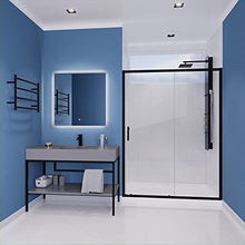 Load image into Gallery viewer, 72 x 60 inch Framed Shower Door in Matte Black | Halberd Water Repellent Glass Shower Door with Seal Strip Parts | Easy Gilde Rollers Sliding Shower Door | SD-AZ052-02MB