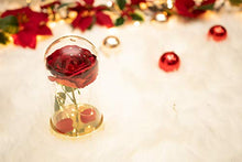 Load image into Gallery viewer, HOMESEASONS Red Rose in Glass Dome,Beauty and The Beast Red Rose Pre-Lit Silk Rose 7 3/4" H (Metal Base)