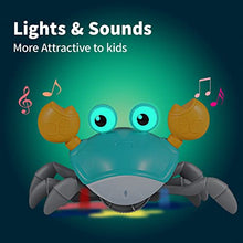 Load image into Gallery viewer, Sensing Crawling Crab, Tummy Time Baby Toys, Interactive Walking Dancing Toy with Music Sounds & Lights, Infant Fun Birthday Gift Toddler Boy Girl, USB Charging Cable Included (Green)