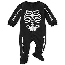 Load image into Gallery viewer, The Children's Place Baby and Toddler Glow Skeleton Fleece One Piece Pajamas, Black, 12-18 Months