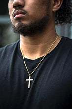 Load image into Gallery viewer, 14K Gold Chain Cross Pendant Necklace for Men, Women w/Real Strong Solid Clasp Miami Cuban Link Style (20)