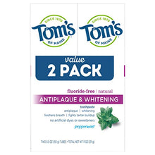 Load image into Gallery viewer, Tom's of Maine Fluoride-Free Antiplaque & Whitening Natural Toothpaste, Peppermint, 5.5 oz. 2-Pack