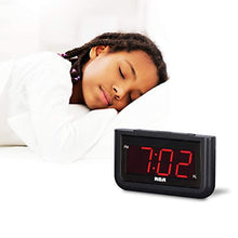 Load image into Gallery viewer, RCA Digital Alarm Clock - Large 1.4" LED Display with Brightness Control and Repeating Snooze, AC Powered – Compact, Reliable, Easy to Use Black