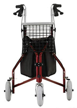 Load image into Gallery viewer, NOVA Traveler 3 Wheel Rollator Walker, All Terrain 8” Wheels, Includes Bag, Basket and Tray, Red