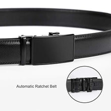 Load image into Gallery viewer, Men's Ratchet Leather Belt for Dress, Sliding Automatic Buckle Belt Fit Waist up to 44 Inch (F Black, Fit pant 28-44inch)