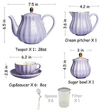 Load image into Gallery viewer, Sweejar hualisi Porcelain Sets British Royal Series, 8 OZ Cups& Saucer Service for 6, with Teapot Sugar Bowl Cream Pitcher Teaspoons Strainer for Tea/Coff, 22 Piece