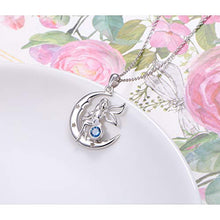 Load image into Gallery viewer, S925 Sterling Silver Angel Fairy Moon Jewelry Pendant Necklace for Women Princess Gifts,18 inches