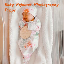 Load image into Gallery viewer, Baby Knotted Gowns, Infant Stretchy Swaddle and Hat Set, Newborn Girl Boy Long Sleeves Sleep Sack Suit 0-6 Months, Coming Home Outfits Sleeper Photography Props