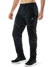 Load image into Gallery viewer, TSLA Men's Windproof Cycling Thermal Fleece Winter Pants Running Hiking Cold Active Bottoms Sweats, Cycling Windpants(ykb01) - Black & Grey, X-Large (Waist 35.5-38 Inch)