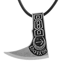 Load image into Gallery viewer, LANGHONG 1PCS Norse Vikings Axe TIWAZ/TYR Rune Amulet Pendant Necklace Nordic Talisman