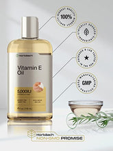 Load image into Gallery viewer, Natural Vitamin E Oil | 5000 IU | 8 oz (2 x 4oz) Value Pack | For Skin, Hair & Face | Vegetarian, Non-GMO, and Gluten Free Formula | By Horbaach