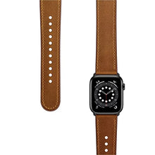 Load image into Gallery viewer, OUHENG Compatible with Apple Watch Band 41mm 40mm 38mm 45mm 44mm 42mm, Genuine Leather Bands Replacement Strap for iWatch SE Series 7 6 5 4 3 2 1 (Retro Brown/Black, 41mm 40mm 38mm)