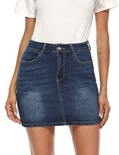Load image into Gallery viewer, YAWOVE Women's Casual Short Denim Skirt Mini Jean Skirt Dark Blue