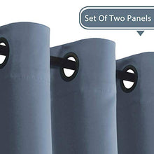 Load image into Gallery viewer, H.Versailtex Premium Blackout Thermal Insulated Room Darkening Curtains for Bedroom/Living Room - Grommet Top (Stone Blue,52 by 84 - Inch,Set of 2 Panels)