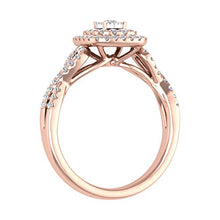 Load image into Gallery viewer, 1/2 Carat Cushion cut Halo Diamond Engagement Ring in 10K Rose Gold (Ring Size 7)