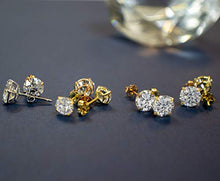 Load image into Gallery viewer, 14k Solid White Gold ROUND Stud Earrings with Genuine Swarovski Zirconia | 2.5 CT.TW. | With Gift Box